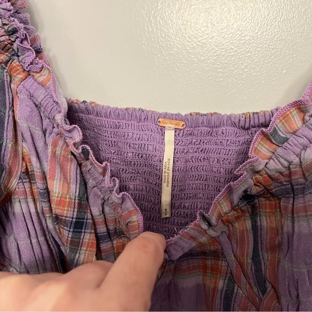 Free People Cherry Bomb cropped purple madras corset top size small petite SP - Picture 8 of 15